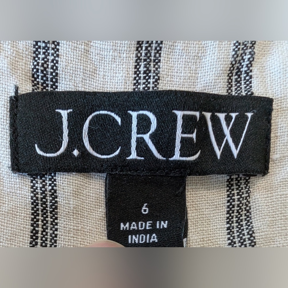 J. Crew Women’s Crewneck Vest Striped Linen Beige Size 6 - Picture 5 of 9